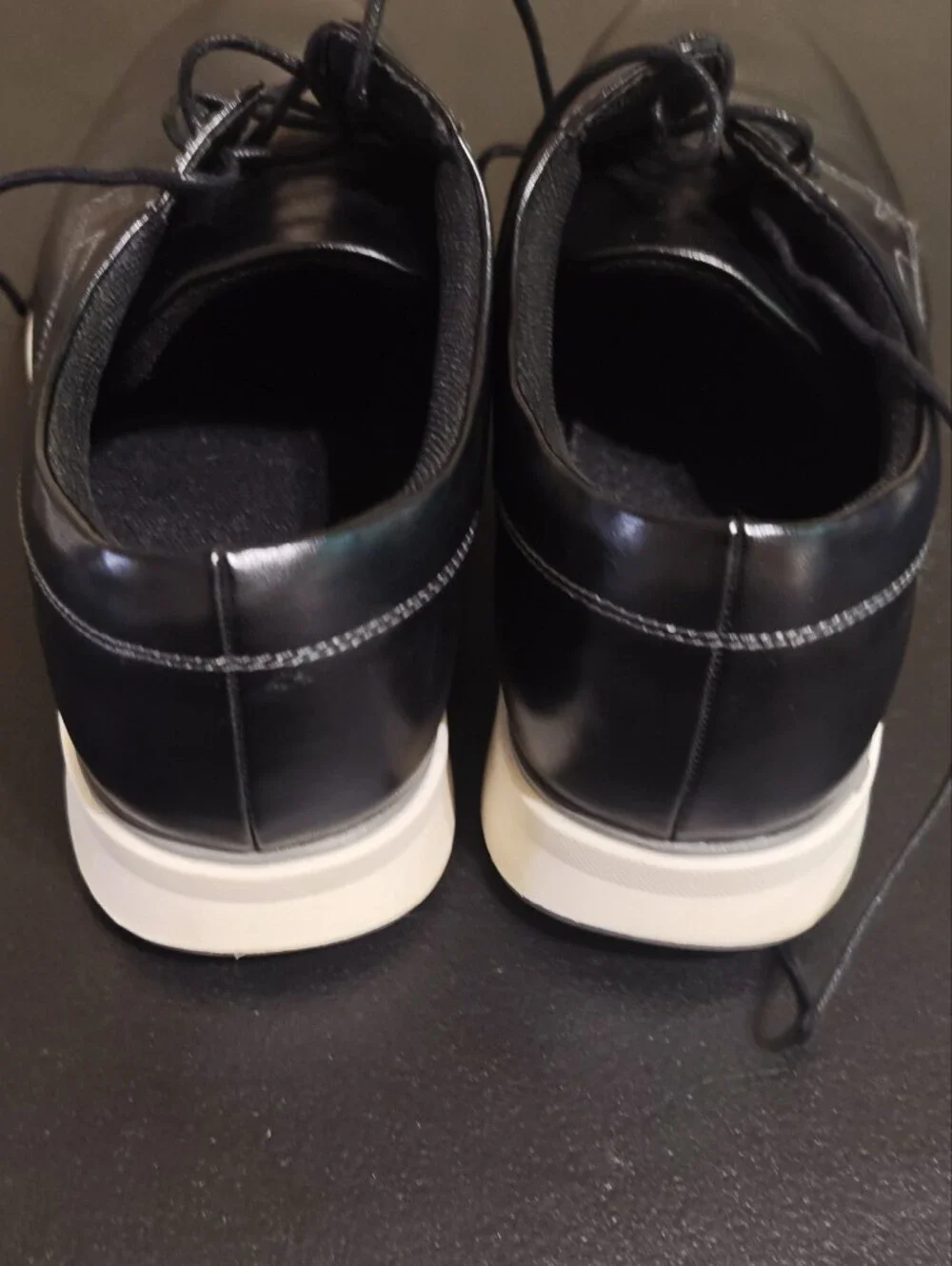 St. John's Bay Black Lace-Up Derby Shoes with White Sole